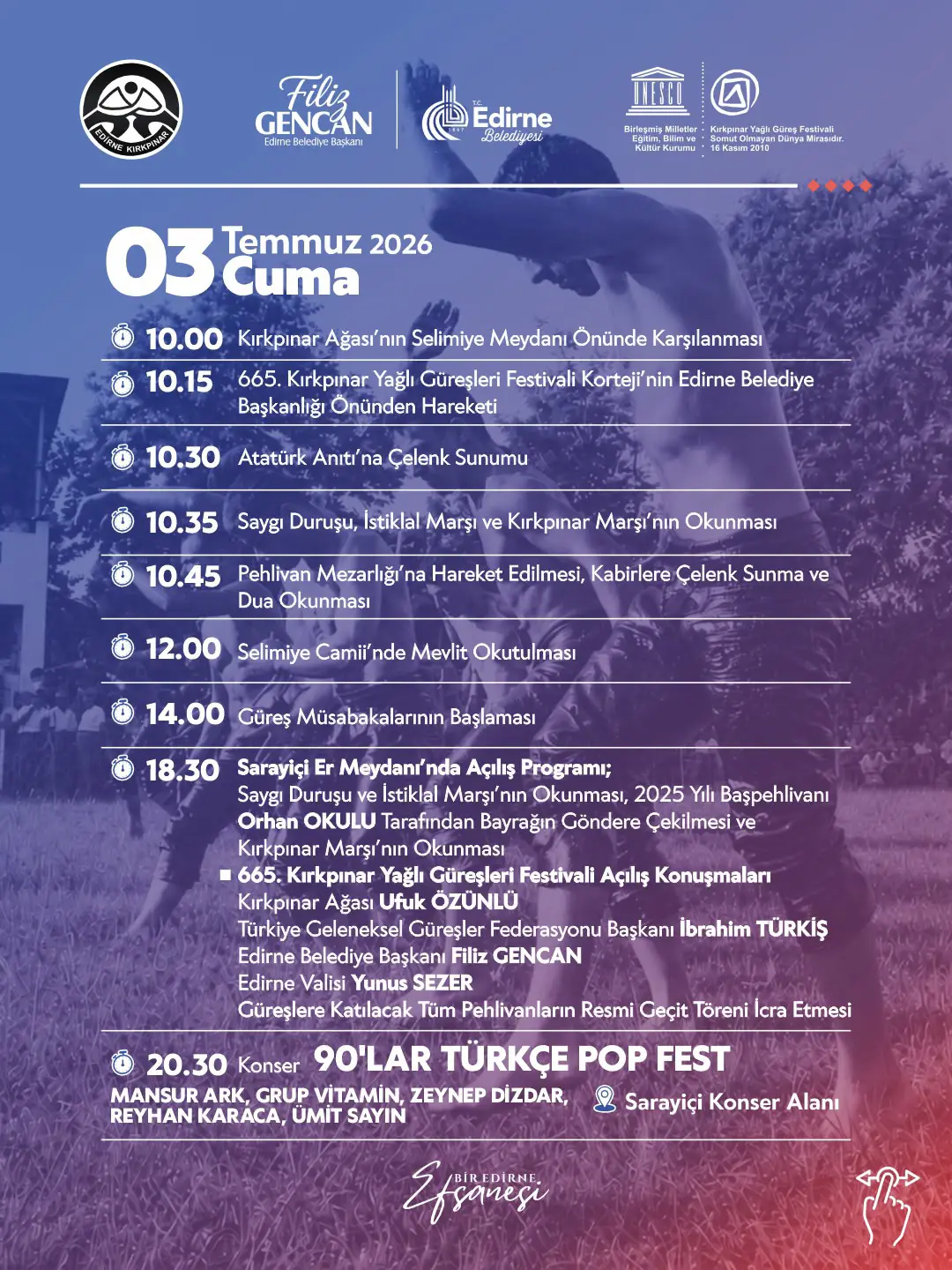 ASIRLIK DESTAN DEVAM EDİYOR: 665. KIRKPINAR YAĞLI GÜREŞLERİ FESTİVALİ PROGRAMI AÇIKLANDI galeri görseli